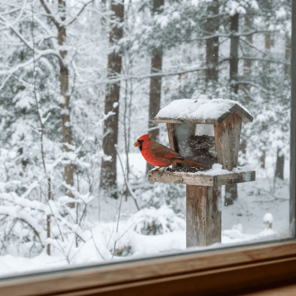Bird perched at feeder, Bettman Nature Preserve