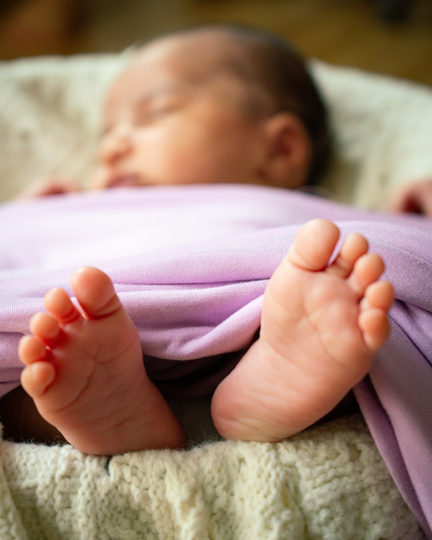 Warmer comparison edit of newborn feet and lavender wrap